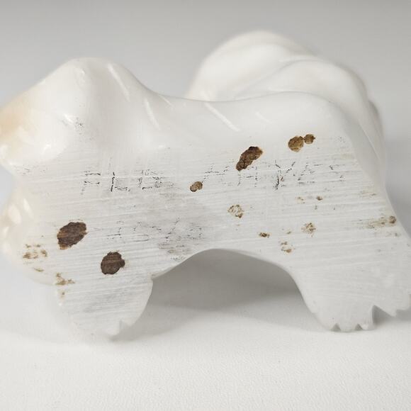 Vintage Alabaster Stone Dog Scottish Terrier Mid-century Signed 3.5" - Picture 6 of 8